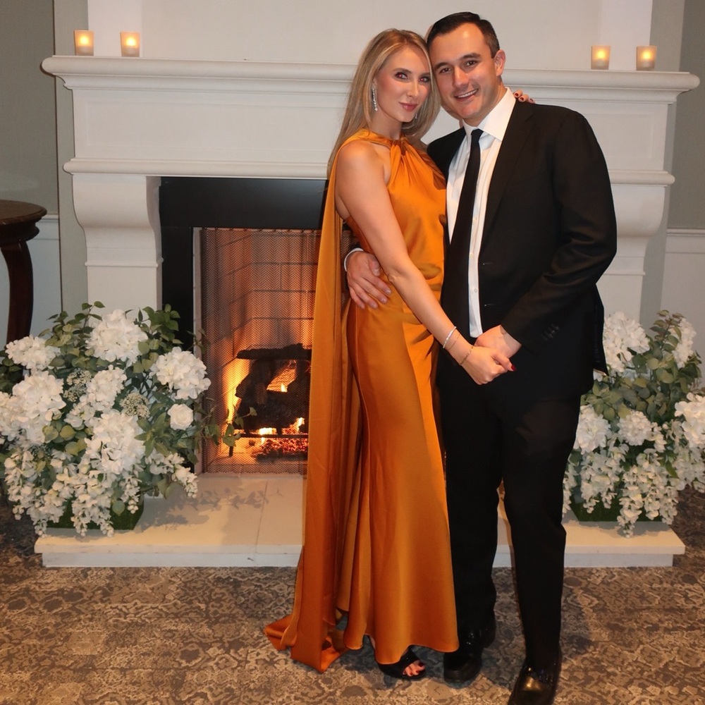 HALSTON: Reta Scarf Evening Gown